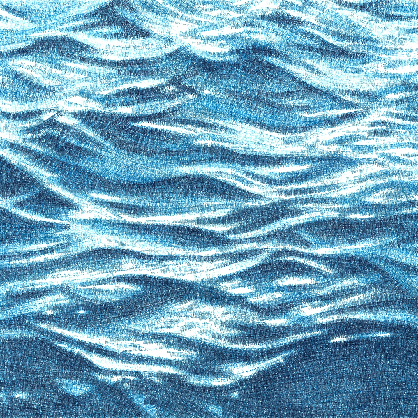 Turbulent current - abstract typography artwork by Agne Matulionyte, featuring layered letterforms in blue, inspired by water currents.